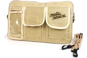 MOTO NOSTRA Tasche Gepäckfachklappe/Umhängetasche mit Handyhalter waxed canvas beige passend für Vespa, Lambretta, GTV, GTS, HPE, Supertech, Touring