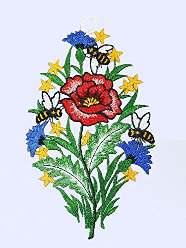 Fensterbild "Biene auf Blüten" Plauener Spitze® 5182200