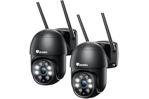 ctronics 1080p Telecamera Wi-fi Esterno con Visione Notturna a Colori, PTZ Videocamera di Sorveglianza con Pan 355° e Tilt 90°, Auto Tracking, Movimento Rilevazione, Audio Bidirezionale, IP66 (2 pcs)