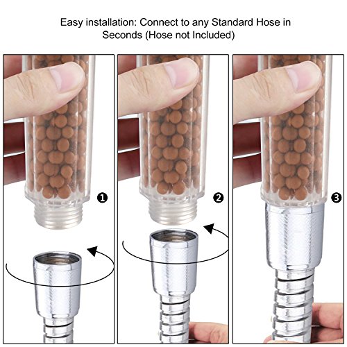 Handheld Filter Filtration Dusche Head Duschkopf Hohe Druck Wasser Energiesparend mit 3-Wege-Dusche Modi für trockene Haut & Hair by mibote, transparent - 6