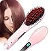 Ceramic Straight HairBrush Comb Hair Straightener - Rose Pink