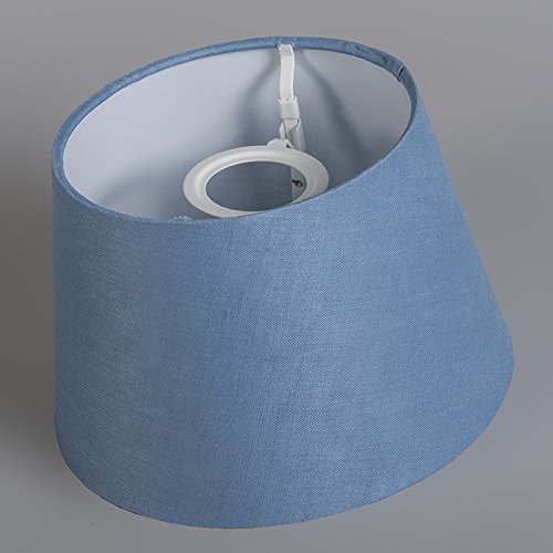 QAZQA Leinen Lampenschirm 20cm rund DS E27 leinen blau , Rund konisch Schirm Pendelleuchte, Schirm Stehleuchte, - 4