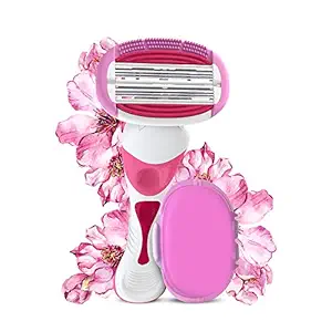 LetsShave Evior 6 Body Hair Removal Razor for Women with Brush Fingers | Under arms, Legs & Bikini Area Usage, Stainless-Steel Blades | Hair Removal Razor