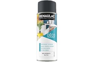 Renaulac Peinture Aérosol Déco multi-supports - Gris (Gris Anthracite) - 400 ml (Ref: C-REAERDECB-0004-0L4) - Brillant