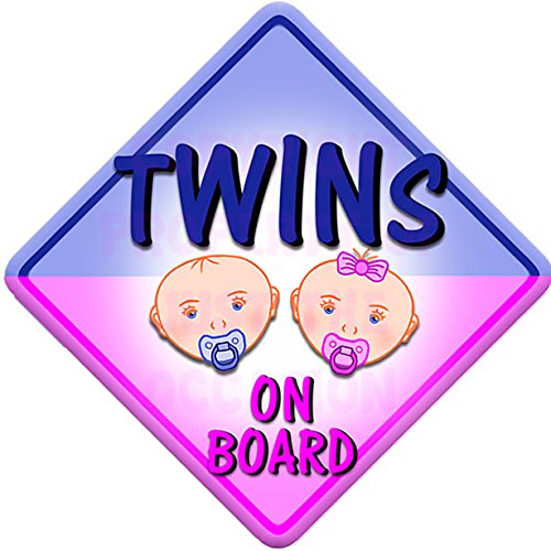 BABY FACE BOY AND GIRL TWINS Non personalised novelty baby on board car window sign.
