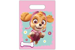 Procos 90280 – Partypåsar Paw Patrol, Skye & Everest, 6 stycken, storlek 16,5 x 22,5 cm, påsar, väskor, presenter, give-away