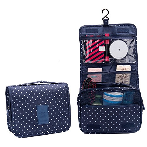 Preisvergleich Produktbild hippolo tragbar Kulturbeutel für Reisen Zusammenklappbar Make Up Kulturtaschen Kulturbeutel toiletbag Staubbeutel Kosmetiktaschen Reisetasche mit Haken Organizer Blume 1