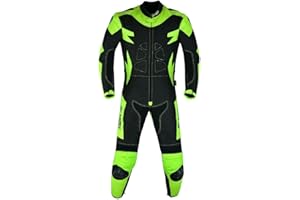 BI ESSE - Tuta Moto Pitbike Pelle e Tessuto Con Protezioni CE Gobba BIESSE Fluo Minimoto (Nero/Fluo, 4XL)