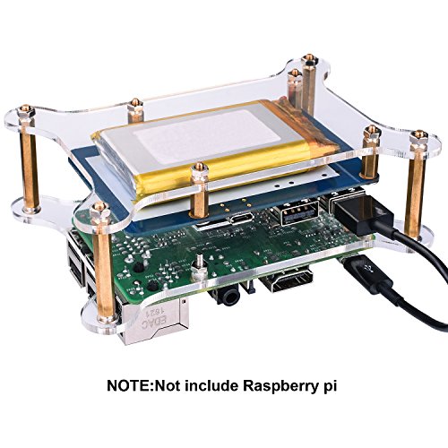 For Raspberry Pi 3 Kuman Lithium Battery Pack Expansion Board RPi Power Pack Power Supply+ USB Cable + 2 layer Acrylic Board for Pi 3 2 Model B B+ A A+ KY68C - 5