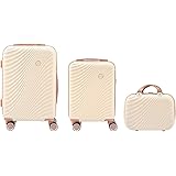 Convector Set 2 Trolley + Beauty Case Da Viaggio, Valigie Rigide in Tre Dimensioni Con Ruote Girevoli a 360°, Lucchetto TSA e