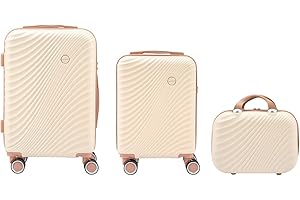 Convector Set 2 Trolley + Beauty Case Da Viaggio, Valigie Rigide in Tre Dimensioni Con Ruote Girevoli a 360°, Lucchetto TSA e Struttura in ABS Doppio Strato, Antigraffio e Antiurto