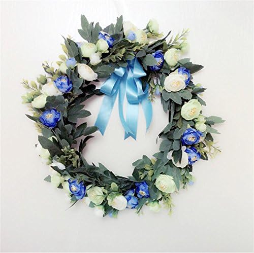 YTNHY® Artificial flowers Lintel Decoration Honeymoon Wedding Room Wedding Living Room New Room Pendant Door Mirror Front Flower Wall Decorative Garland , blue
