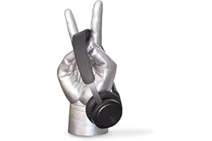 Luckies of London LUKPEA Out qualité supérieure, écouteurs câble, Support pour Casque de Jeu PC | Peace Hand Salute, Argenté, 28,5 x 13,5 x 9cm