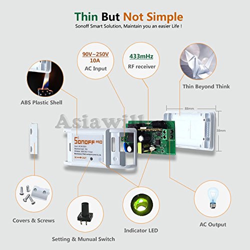 Asiawill DIY Wi-Fi Wireless Smart Switch 433MHz RF Receiver w/ Wireless Remote Controller for Smart Home by Asiawill - 4