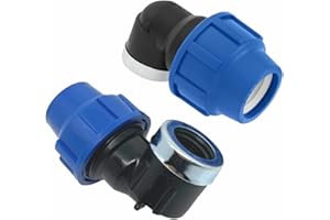 Gomito Femmina MDPE a 90 gradi a Compressione 25 mm x 3/4" – Connettori per tubo dell’aqua a Raccordo PP PN16 - Raccordi per Tubi PE80, PE100 – 2 pezzi - SmartProduct