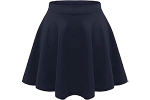 KIKFIT Girls Versatile High Waist Skirt Plain Pleated Mini Skirt Skater Stretchy A-Line Casual Flared Skirts for Kids Teens Age 5-14 Years