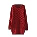 Arrowhunt Women's Knitted Pullover Long Sleeve Jumper Long Sweater Red
