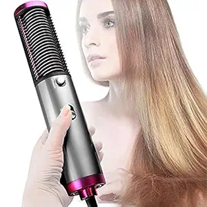 Concepta Premium One Step Hair Dryer and Volumizer, Hot Air Brush, 4 in1 Styling Brush Styler, Negative Ion Hair Straightener Curler Brush for All Hairstyle (Silver)