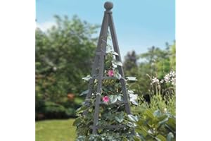 Garden Mile Large Wooden Garden Obelisk Plant Support Trellis for Climbing Plants Garden Outdoor Obelisk Pyramid Plant Support Trellis Climbing Frame For Roses 1.9 Slate Grey Trellis