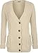 Womens Cable Knitted Button Cardigan Long Sleeve Ladies Boyfriend Top - Stone - 8/10
