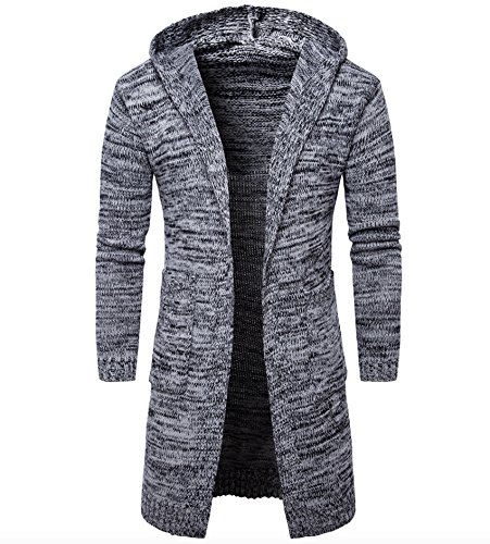 Mens Cardigan Long Sleeve Hooded Cardigan Elonglin Mens