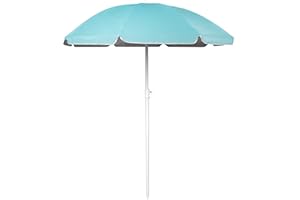 BESTIF Parasol plażowy, ochrona przed słońcem, ochrona przed słońcem, z kołkiem do wbijania w ziemię, 160 cm, 180 cm, uchylny drążek aluminiowy