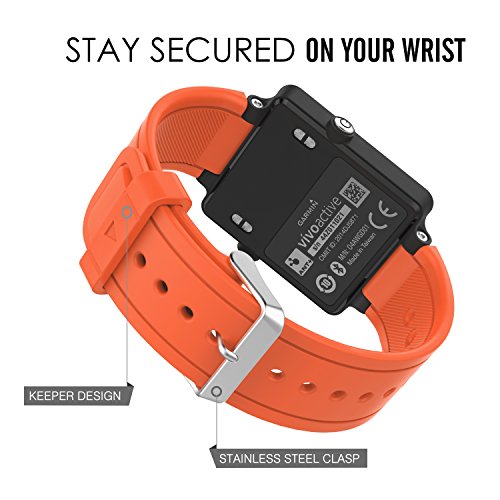 MoKo Garmin Vivoactive Correa de Reloj  Suave Silicona Reemplazo Watch Band para Garmin Vivoactive   Vivoactive Acetate Sports GPS Smartwatch - Naranja
