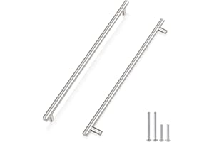 Probrico Lot de 5 poignées d'armoire, poignées de meubles en métal 192 mm, espacement des trous, poignées de cuisine en acier inoxydable brossé