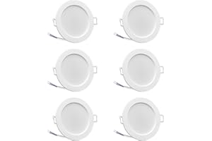 bapro 6 Faretti Led da Incasso per Cartongesso, 6W 450LM Faretti da Incasso, 230V Faretti Ultrasottili, 6000K Bianca Fredda Spot LED, IP44 Luci da Soffitto per Mobili, Bagno, Cucina, Foro Ø75 - Ø85mm