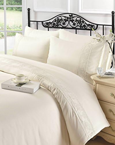 Luxurious Duvet Cover Set Single Size Beddding Set Designer Style , Charlotte Lace Cream