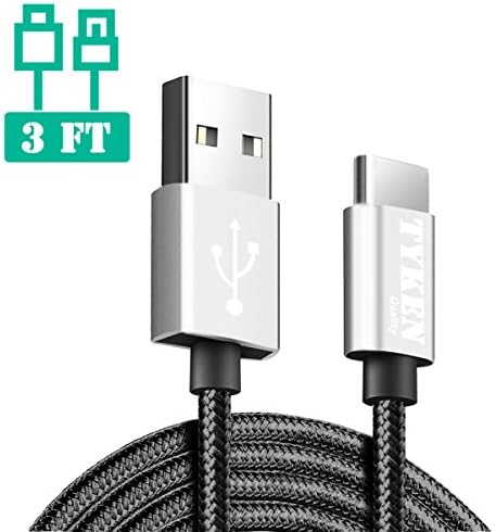 TYKEN USB Type A to USB Type-C Nylon Braided Quick Charge 3.0 Cable Cord (QC 3.0, Fast Charge, 3ft)
