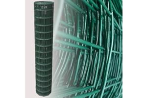 Garmix Grillage Jardin vert | Maille 7,5x10cm| Clôture Jardin Potager | Enclos Animaux Chien | Fils de Fer Galvanisé + PVC, Rouleau 25m (150cm)