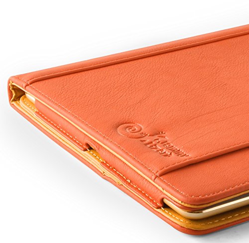 iPad Mini Hülle – JAMMYLIZARD Ledertasche Smart Cover mit Standfunktion für iPad Mini 4. 3. 2. & 1. Generation, ORANGE & HONIG - 5
