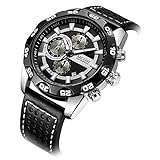 LLLS Men es Analogue Quarz Watch Sports Business Casual Fashion Luminous Waterproof mit Genuine Leather Band Chronograph