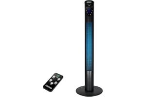 OZAVO Turmventilator mit Fernbedienung und LED-Display, 3 Geschwindigkeitsstufen Fan, Standventilator mit Timer, 70° Oszillation Säulenventilator, 3 Betriebsmodi Ventilator, 50W, 97.5 cm, Schwarz
