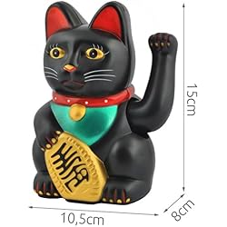 Iso Trade Gato Chino de la Suerte Dorado Maneki-Neko - símbolo de Buena Fortuna #3064, Farbe/Color:Schwarz/Black