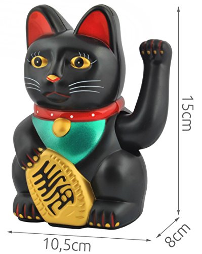 Iso Trade Gato Chino de la Suerte Dorado Maneki-Neko - símbolo de Buena Fortuna #3064, Farbe/Color:Schwarz/Black