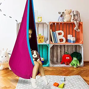Cchainway Folding Hanging Pod Swing Seat Child Swing Chair Indoor and Outdoor Hammock Chair for Kids, Hardware Accessories Included (Rose)