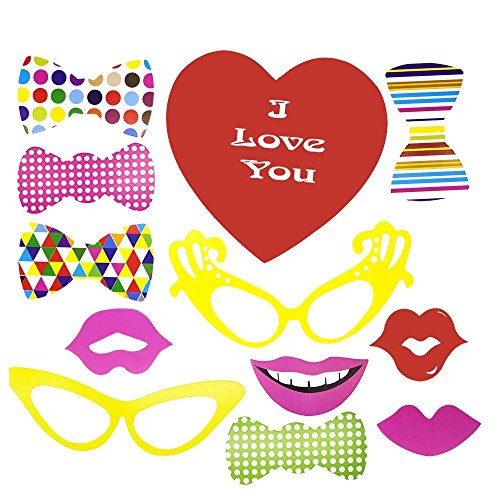 Party Foto Verkleidung Schnurrbart Lippen Brille Krawatte Hüten Photo Booth Props Set - 4