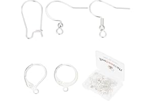 Beebeecraft 5 Estilos 50 Ganchos para Pendientes 925 Kit para Hacer Pendientes Chapados En Plata de Ley Leverback Earwire para Hacer Joyas Y Pendientes