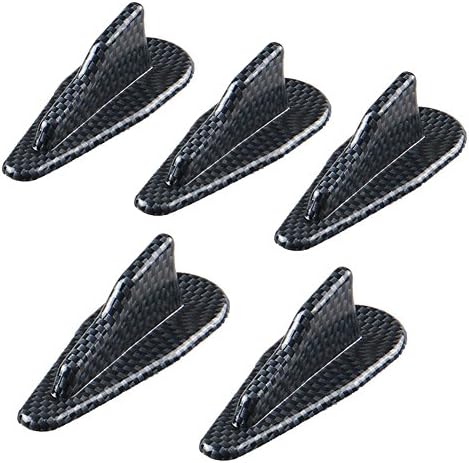 GOGOLO 5PCS ABS Universal EVO-Style Rear Roof Shark-Fins-Shape Spoiler Carbon-Fiber-Paint Wing Vortex Generator Kit Set