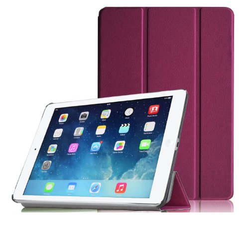Invero® Premium Leder Smart Cover Case Schutzhülle Etui Tasche für Apple Ipad Air / Ipad 5 5th Gen mit Rückenschutz und Unterstützt Sleep / Wake Funktion umfasst Displayschutzfolie & Stylus (Lila / Purple) - 2