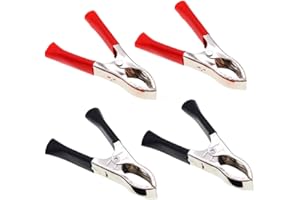 ZHENGZHIXINGNIU 30A Jump Lead Clamps Heavy Duty Pure Copper Crocodile Clamps Car Battery Alligator Clips Heavy Duty Pure Copper Crocodile Car Battery Alligator Clips (4, Red/Black)