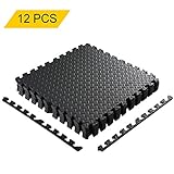 Homgrace Tapis de Protection de Sol en Mousse EVA Tapis Mousse de Sol Tapis de Gym Matelas Puzzle Ensemble Individuelles connectables 600cm x 600cm (12pcs, Noir)