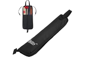 COZLYNX Drum Sticks Holder Bag Drumstick Holder Percussion Drum Mallet Oxford Carrying Case with Floor Tom Hooks for Drumsticks, Mallets, Beginners in Band (Black)