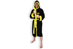 TRUFFLESHUFFLE Ukonic Rocky Black With Yellow Stitching Adult Bathrobe