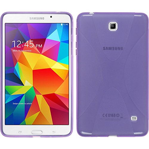 PhoneNatic Case für Samsung Galaxy Tab 4 7.0 Hülle Silikon lila X-Style Cover Galaxy Tab 4 7.0 Tasche + 2 Schutzfolien