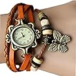 Leder Armbanduhr Damenuhr Armkette Armband Schmetterling Damenarmbanduhr
