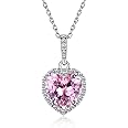 ChicSilver 925 Sterling Silver 12 Month Birthstone Necklace for Women 40+5cm Extend Chain Halo Heart/Square/Teardrop Gemstone Birthday Jewellery(with Gift Box)