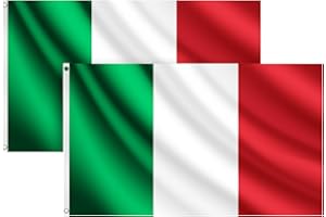 COCOSY 2 Stück Italien Fahne - 90 x 150 cm 100% Polyester Italien Flagge mit Messing-Ösen - Wetterfeste & Langlebige IT Italien Italienische Italia Italy Flagge für Sport & Feierlichkeiten